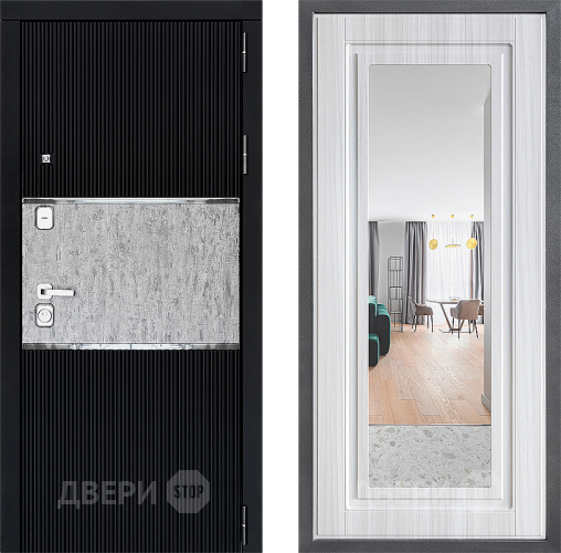 Входная металлическая Дверь Дверной континент ДК-13 ФЛЗ Зеркало Сандал белый в Истра