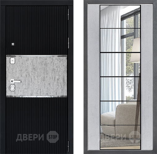 Входная металлическая Дверь Дверной континент ДК-13 ФЛЗ-2 Зеркало Бетон светлый в Истра