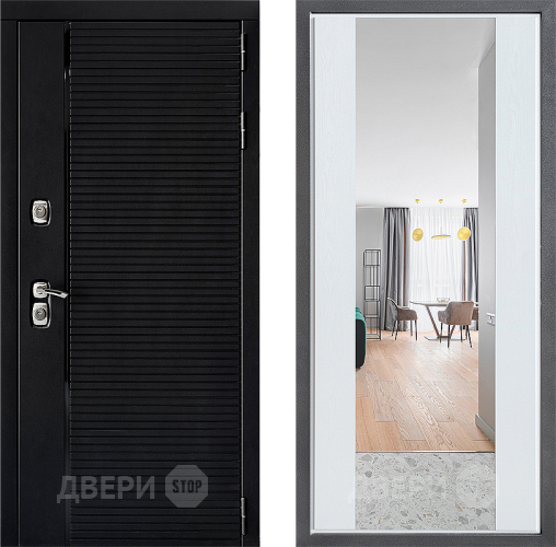 Входная металлическая Дверь Дверной континент ДК-1 ФЛЗ-1 Зеркало Белое дерево в Истра