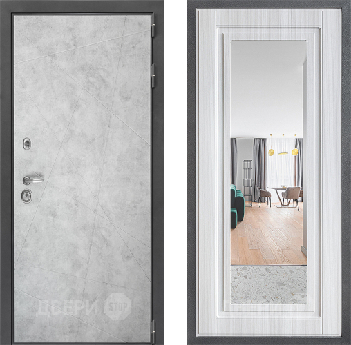 Входная металлическая Дверь Дверной континент ДК-3/743 ФЛЗ Зеркало Сандал белый в Истра