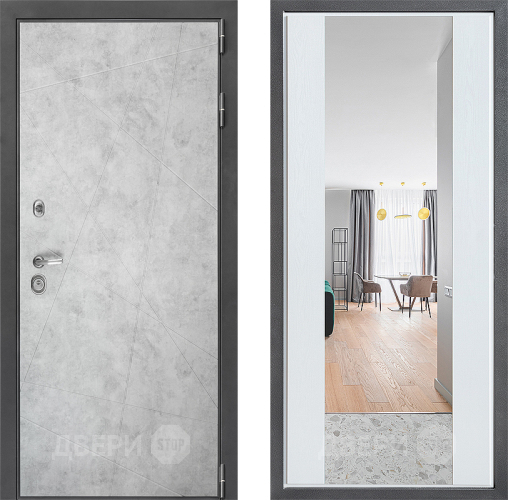 Входная металлическая Дверь Дверной континент ДК-3/743 ФЛЗ-1 Зеркало Белое дерево в Истра
