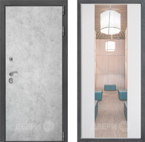 Входная металлическая Дверь Дверной континент ДК-3/743 ФЛЗ-1 Зеркало Белый софт в Истра