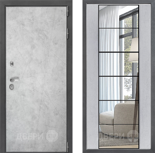 Входная металлическая Дверь Дверной континент ДК-3/743 ФЛЗ-2 Зеркало Бетон светлый в Истра