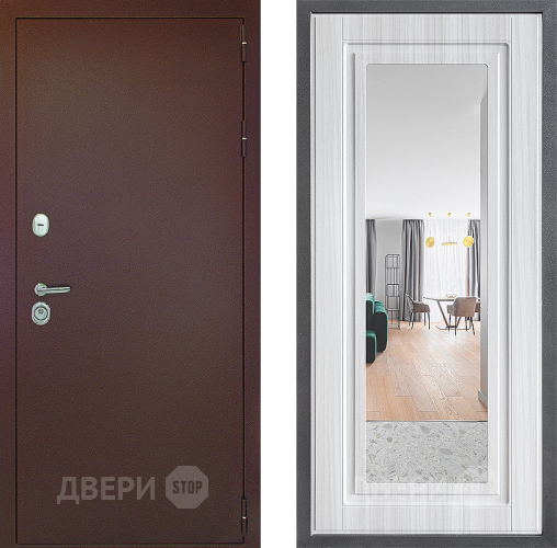 Входная металлическая Дверь Дверной континент Рубикон Медь Дизайн ФЛЗ Зеркало Сандал белый в Истра