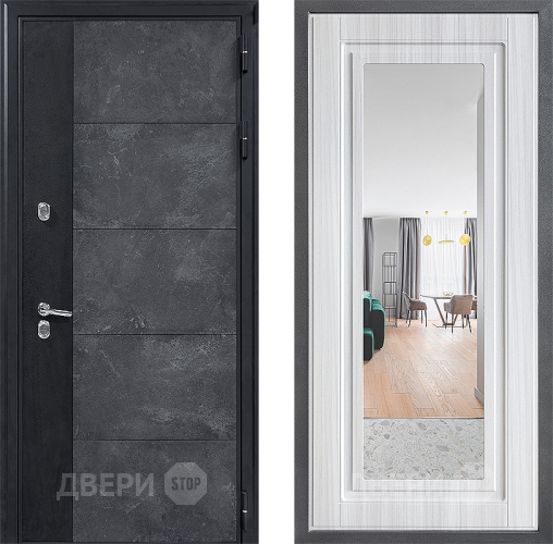Входная металлическая Дверь Дверной континент ДК-15 Бетон ТЕРМО ФЛЗ Зеркало Сандал белый в Истра