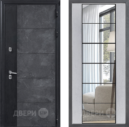 Входная металлическая Дверь Дверной континент ДК-15 Бетон ТЕРМО ФЛЗ-2 Зеркало Бетон светлый в Истра