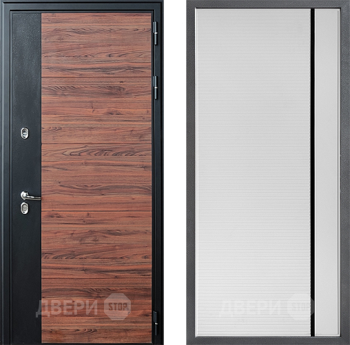 Входная металлическая Дверь Дверной континент ДК-15 Красное Дерево ТЕРМО ФЛ-757 Черное Стекло Софт милк в Истра