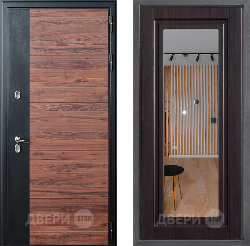Входная металлическая Дверь Дверной континент ДК-15 Красное Дерево ТЕРМО ФЛЗ Зеркало Венге в Истра
