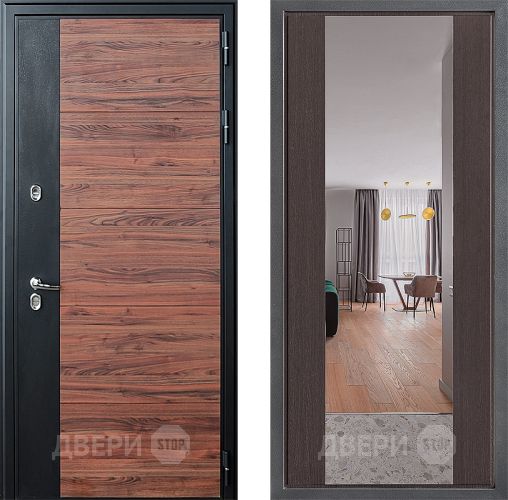 Входная металлическая Дверь Дверной континент ДК-15 Красное Дерево ТЕРМО ФЛЗ-1 Зеркало Венге в Истра