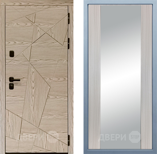Входная металлическая Дверь Дива МД-97/1 Д-15 Зеркало Сандал белый в Истра