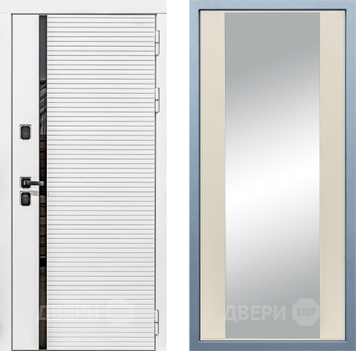 Входная металлическая Дверь Дива МХ-45 Белая STR Д-15 Зеркало Шампань в Истра