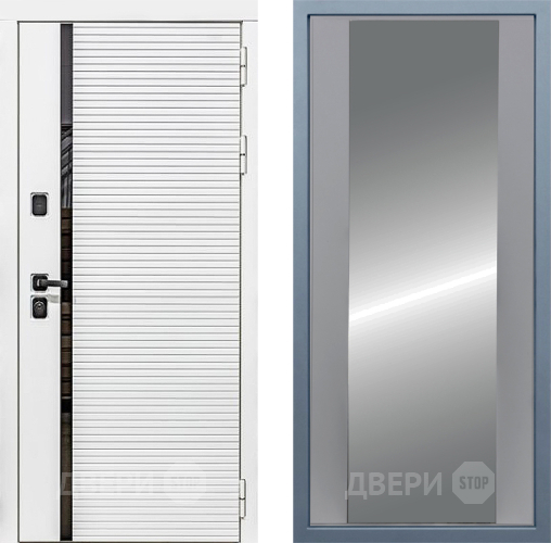 Входная металлическая Дверь Дива МХ-45 Белая STR Д-15 Зеркало Силк Маус в Истра