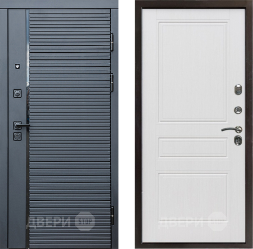 Входная металлическая Дверь Престиж Черная Линия Классика Белое дерево в Истра