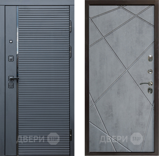 Входная металлическая Дверь Престиж Черная Линия Лучи Бетон темный в Истра