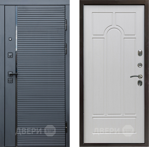 Входная металлическая Дверь Престиж Черная Линия Арка Лиственница белая в Истра