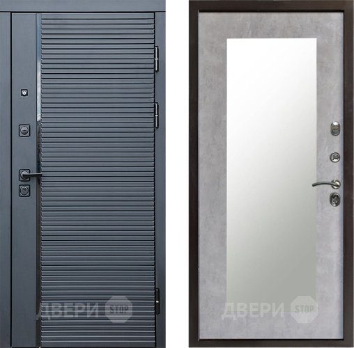 Входная металлическая Дверь Престиж Черная Линия Зеркло Пастораль Бетон светлый в Истра