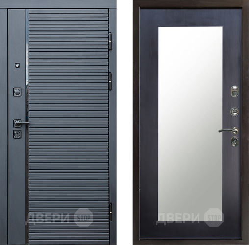 Входная металлическая Дверь Престиж Черная Линия Зеркло Пастораль Венге в Истра