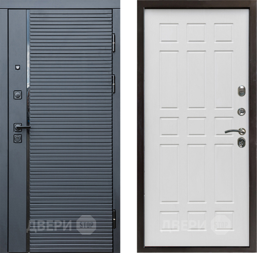 Входная металлическая Дверь Престиж Черная Линия Спарта Белое дерево в Истра