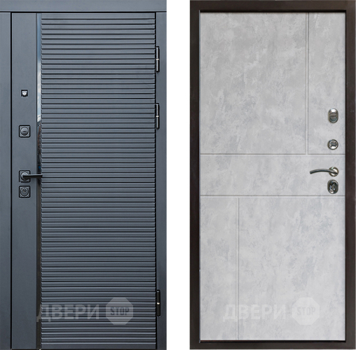 Входная металлическая Дверь Престиж Черная Линия Горизонт Бетон светлый в Истра