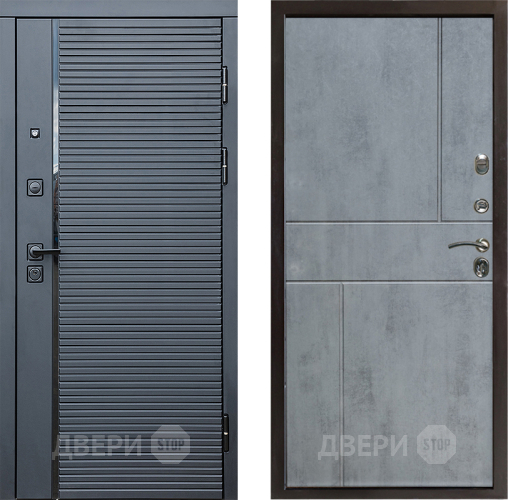 Входная металлическая Дверь Престиж Черная Линия Горизонт Бетон темный в Истра