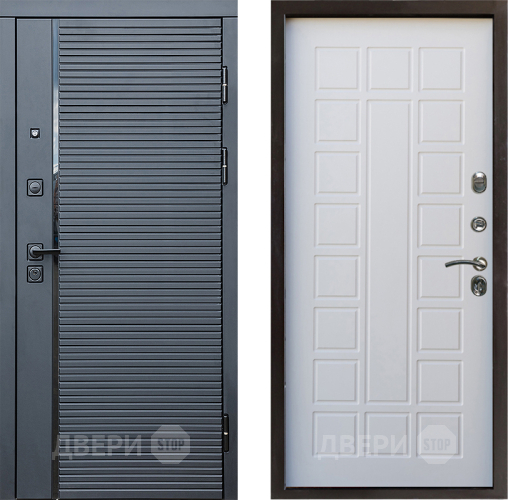 Входная металлическая Дверь Престиж Черная Линия Престиж Белое дерево в Истра