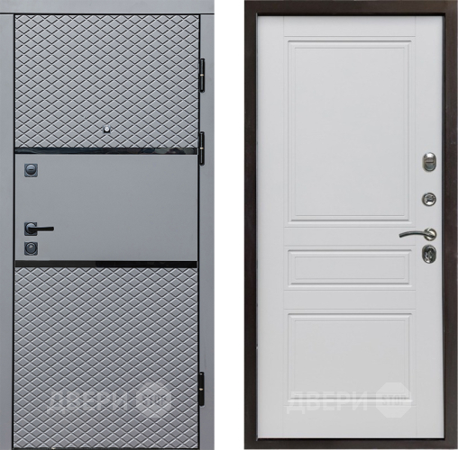 Входная металлическая Дверь Престиж Ромб Классика Белый матовый в Истра