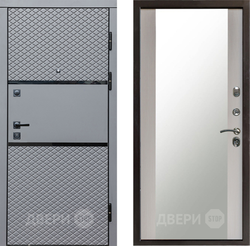 Входная металлическая Дверь Престиж Ромб Зеркало Лиственница белая в Истра