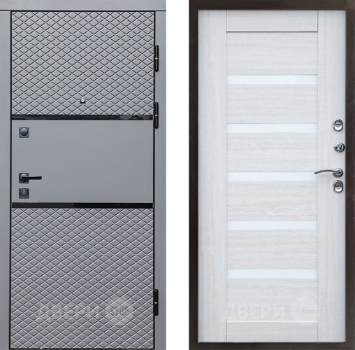 Входная металлическая Дверь Престиж Ромб Царга Лиственница белая в Истра