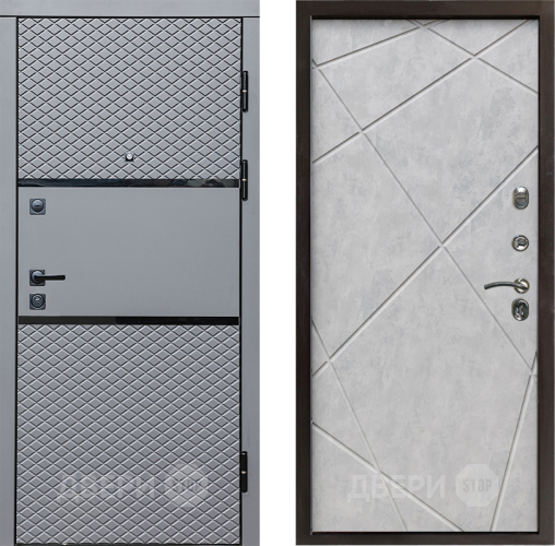 Входная металлическая Дверь Престиж Ромб Лучи Бетон светлый в Истра