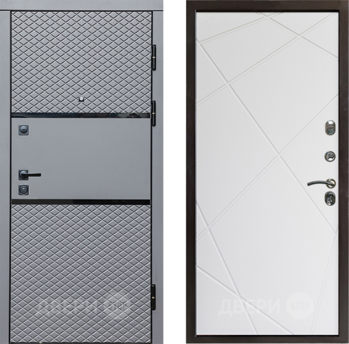 Входная металлическая Дверь Престиж Ромб Лучи Бетон белый в Истра