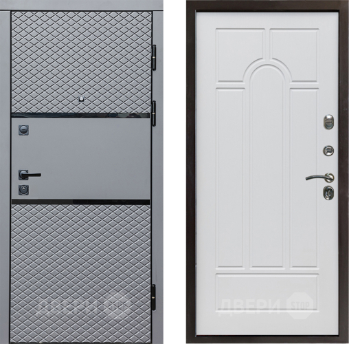 Входная металлическая Дверь Престиж Ромб Арка Белое дерево в Истра