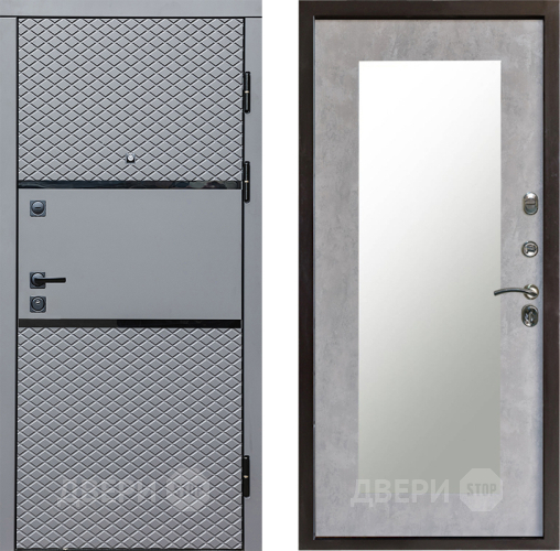 Входная металлическая Дверь Престиж Ромб Зеркло Пастораль Бетон светлый в Истра