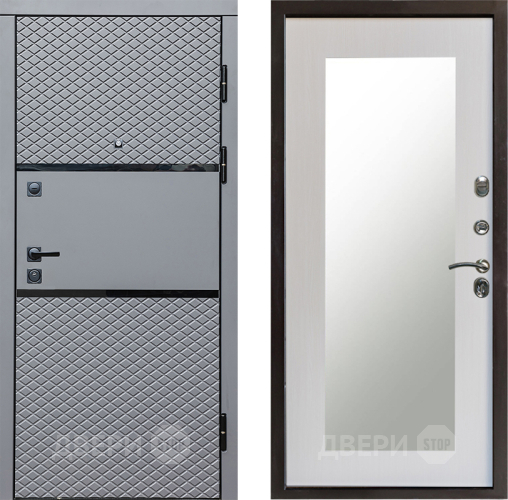 Входная металлическая Дверь Престиж Ромб Зеркло Пастораль Лиственница белая в Истра