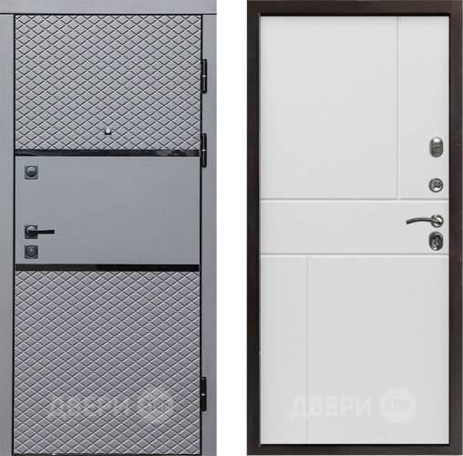Входная металлическая Дверь Престиж Ромб Горизонт Бетон белый в Истра