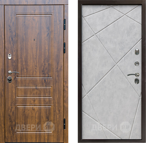 Входная металлическая Дверь Престиж Классика Дуб Лучи Бетон светлый в Истра