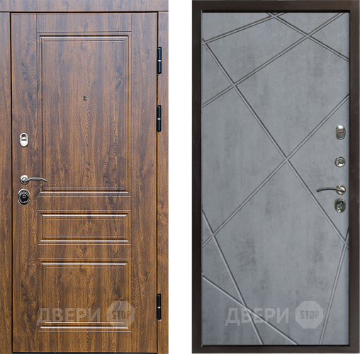 Входная металлическая Дверь Престиж Классика Дуб Лучи Бетон темный в Истра