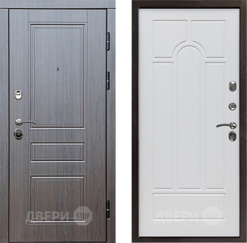 Входная металлическая Дверь Престиж Классика Венге Арка Белое дерево в Истра