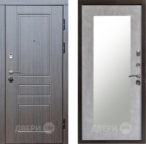Входная металлическая Дверь Престиж Классика Венге Зеркло Пастораль Бетон светлый в Истра