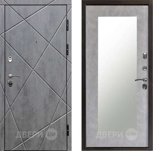 Входная металлическая Дверь Престиж Лучи Зеркло Пастораль Бетон светлый в Истра