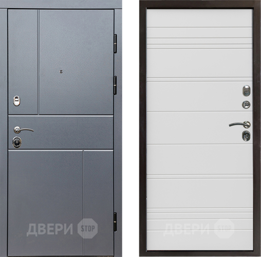Входная металлическая Дверь Престиж Горизонт Грэй Line Белый в Истра