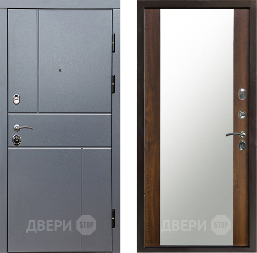 Входная металлическая Дверь Престиж Горизонт Грэй Зеркало Дуб в Истра