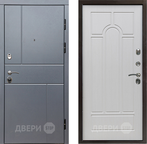 Входная металлическая Дверь Престиж Горизонт Грэй Арка Лиственница белая в Истра