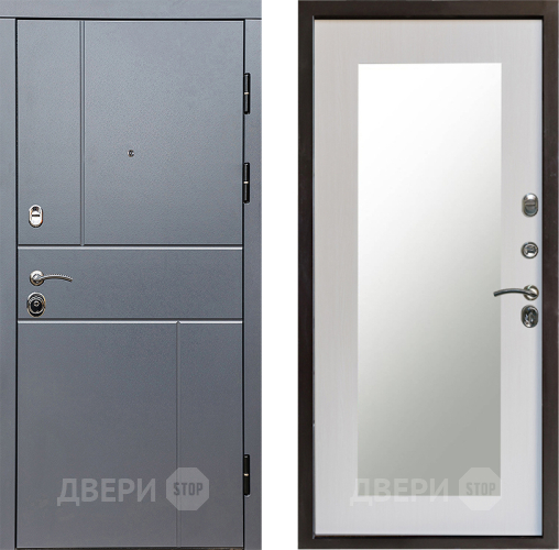 Входная металлическая Дверь Престиж Горизонт Грэй Зеркло Пастораль Лиственница белая в Истра