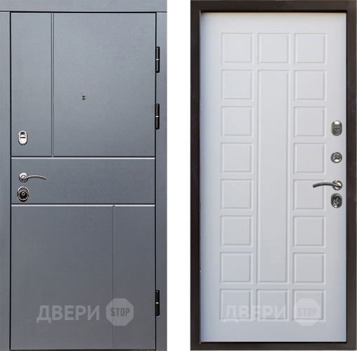 Входная металлическая Дверь Престиж Горизонт Грэй Престиж Белое дерево в Истра