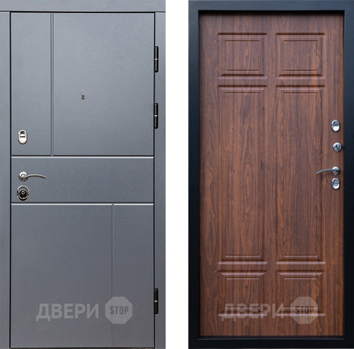 Входная металлическая Дверь Престиж Горизонт Грэй Премиум Орех темный в Истра
