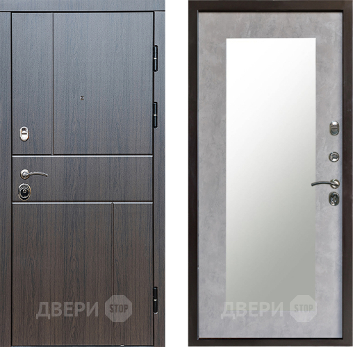 Входная металлическая Дверь Престиж Горизонт Венге Зеркло Пастораль Бетон светлый в Истра