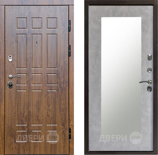 Входная металлическая Дверь Престиж Стандарт Зеркло Пастораль Бетон светлый в Истра