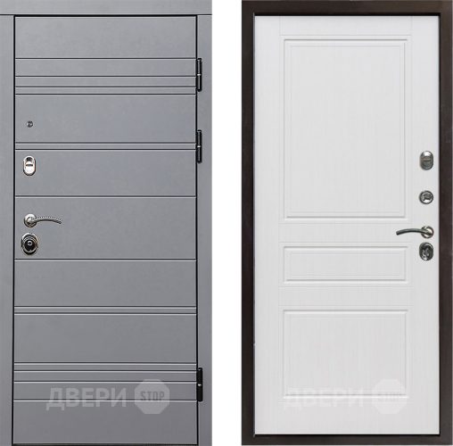 Входная металлическая Дверь Престиж Линия Грэй Классика Белое дерево в Истра