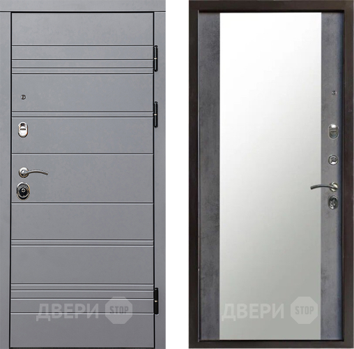Входная металлическая Дверь Престиж Линия Грэй Зеркало Бетон темный в Истра