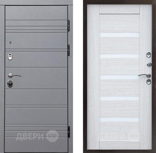 Входная металлическая Дверь Престиж Линия Грэй Царга Лиственница белая в Истра